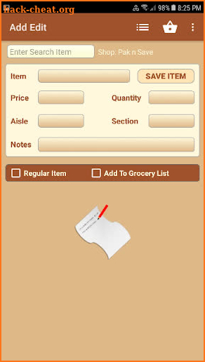 Make A List grocery list screenshot
