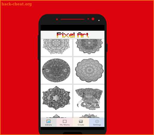 Mandala color by number -pixel art screenshot