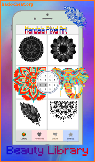 Mandala coloring - Color by number pixel art screenshot