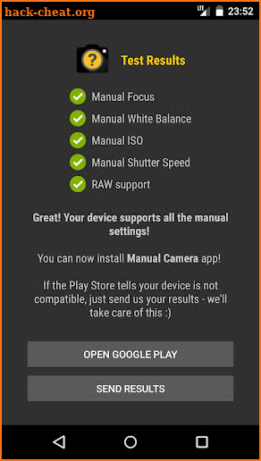 Manual Camera Compatibility screenshot