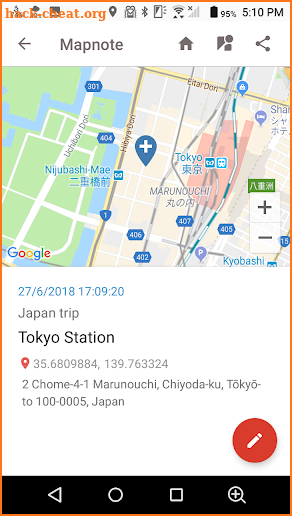 Map notepad - address search, zip code search screenshot