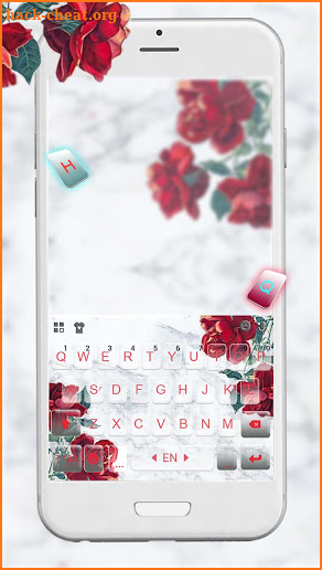 Marble Red Rose Keyboard Theme screenshot