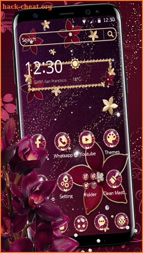 Maroon Gold Flower Theme screenshot