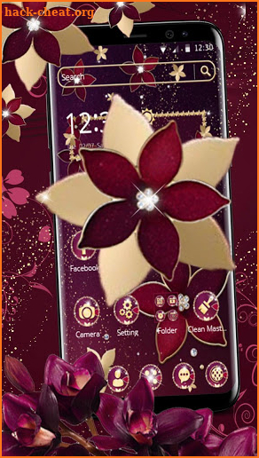 Maroon Gold Flower Theme screenshot