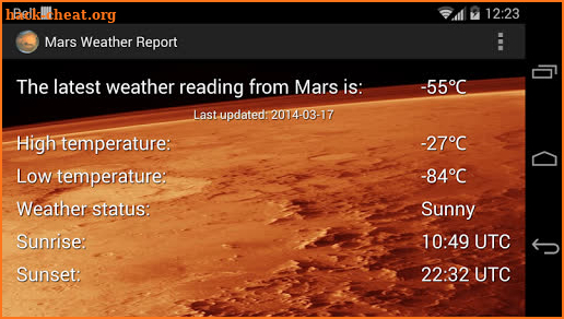 Mars Weather Report screenshot
