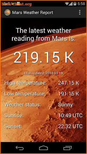 Mars Weather Report screenshot