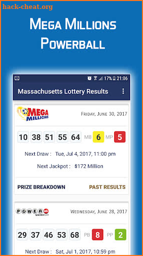 Massachusetts Lottery Results screenshot