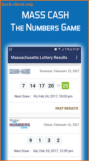 Massachusetts Lottery Results screenshot