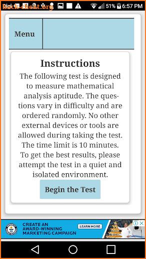Math IQ Test screenshot
