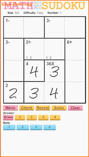 Math Sudoku screenshot