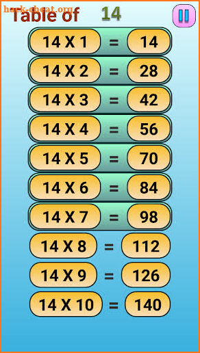 Math Tables screenshot