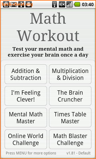 Math Workout screenshot