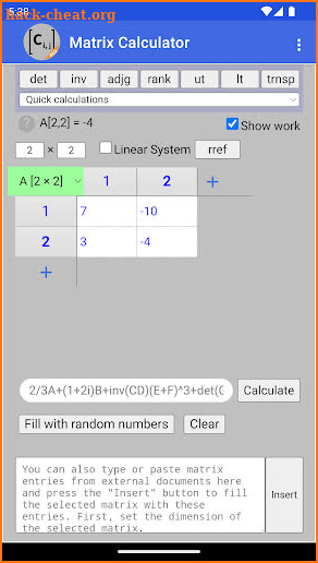 Matrix Calculator screenshot