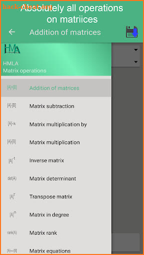 Matrix operations screenshot