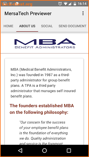 MBA BENEFIT ADMINISTRATORS screenshot