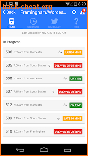MBTA Commuter Rail Tracker screenshot