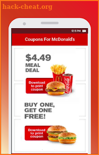 McDonald's coupons screenshot