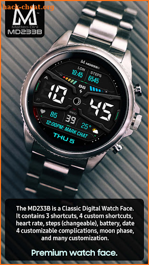 MD233B Digital watch face screenshot