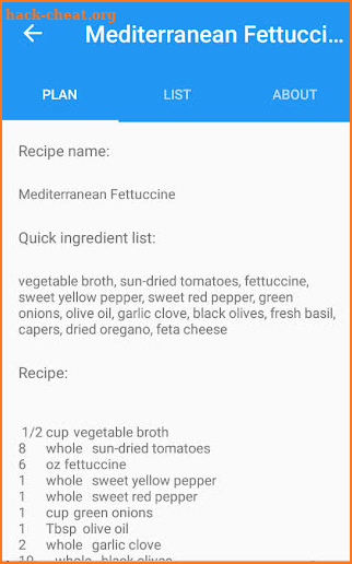 Meal Plan and Grocery List maker screenshot