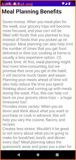 Meal planning screenshot
