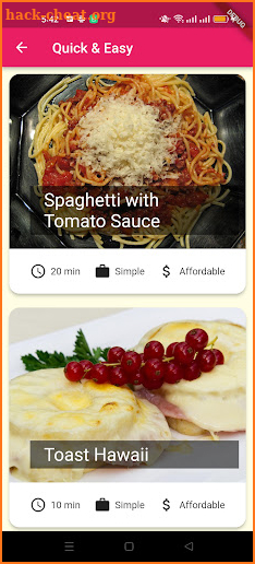 Meals recipe screenshot