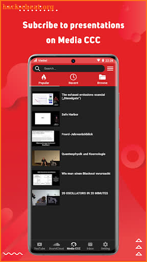 Media player for Youtube, SoundCloud and Media CCC screenshot