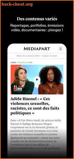 Mediapart, journal indépendant screenshot