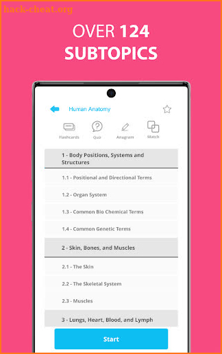 Medical Terminology Learning Quiz - Anatomy screenshot
