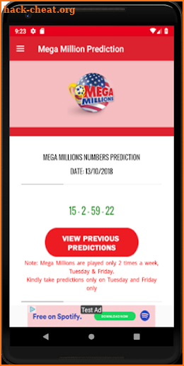 Mega Million Lotto Prediction screenshot