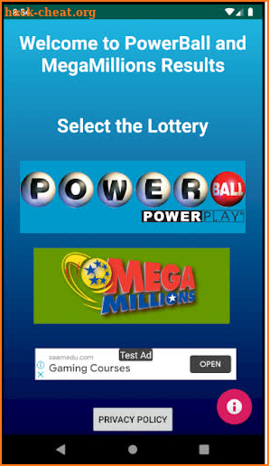 Megamillions and Powerball Lottery Live Results screenshot