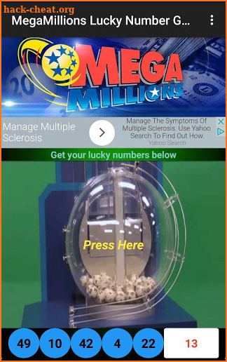 MegaMillions Lucky Number Generator screenshot