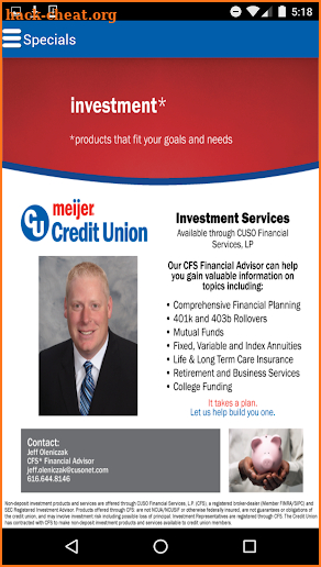Meijer Credit Union screenshot