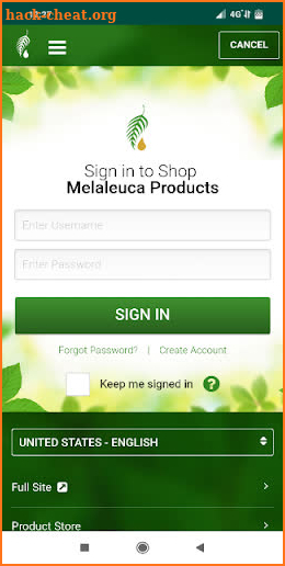 Melaleuca Login screenshot