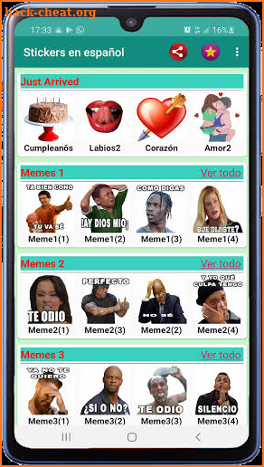 Memes with phrases Spanish Stickers WAStickerApps screenshot