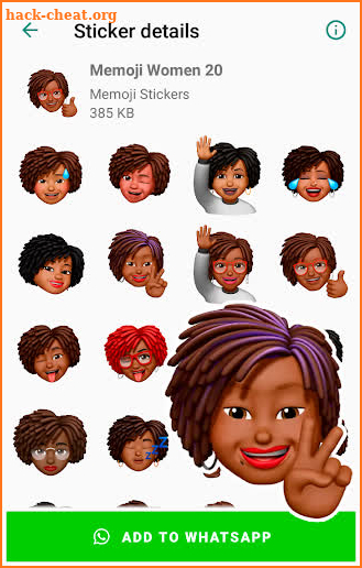 Memoji Black People Stickers for Android WhatsApp screenshot