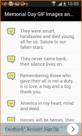 Memorial Day GIF Images and New Messages List screenshot