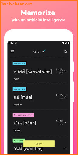Memorize: Learn Thai Words with Flashcards screenshot