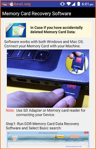 Memory Card Recovery Software Help screenshot