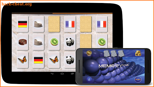 Memory match game screenshot
