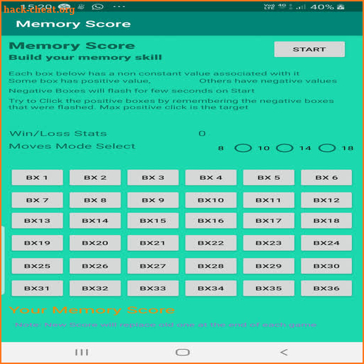 Memory Score screenshot
