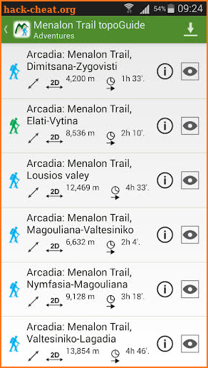 Menalon Trail topoguide screenshot