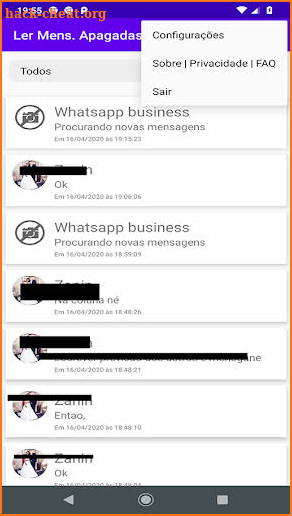 Mensagens Apagadas screenshot