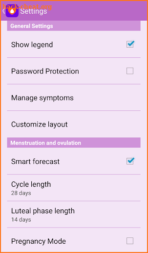 Menstrual Calendar screenshot