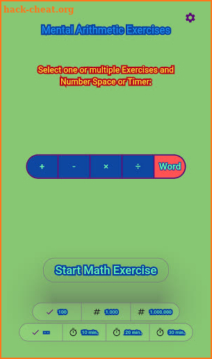 Mental Arithmetic Exercises screenshot