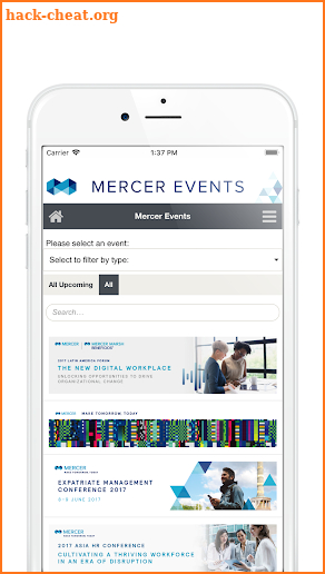 Mercer Events screenshot