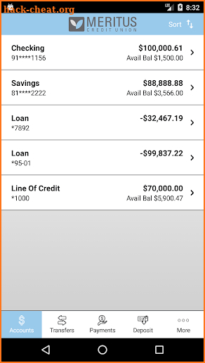 Meritus Credit Union screenshot