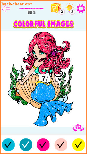 Mermaid Coloring Book Glitter Color By Number screenshot