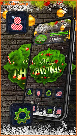 Merry Christmas 3D Glass Tech Theme 🍒🍒 screenshot