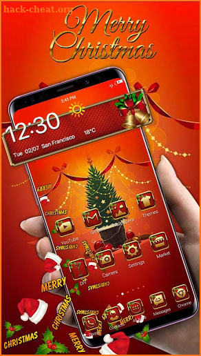 Merry Christmas Shiny Gift Tree Gravity Theme screenshot