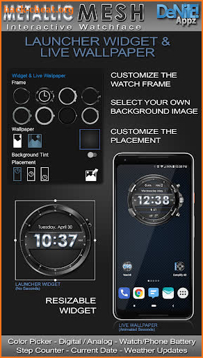 Metallic Mesh HD WatchFace Widget & Live Wallpaper screenshot
